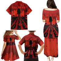 Halloween Nightmare Family Matching Puletasi and Hawaiian Shirt Pumpkin-faced Jack O Lantern With a Scary Smile Blood Vibe - Wonder Print Shop