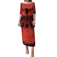 Halloween Nightmare Family Matching Puletasi and Hawaiian Shirt Pumpkin-faced Jack O Lantern With a Scary Smile Blood Vibe - Wonder Print Shop