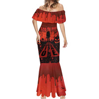Halloween Nightmare Mermaid Dress Pumpkin-faced Jack O Lantern With a Scary Smile Blood Vibe - Wonder Print Shop