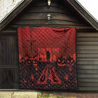 Halloween Nightmare Quilt Pumpkin-faced Jack O Lantern With a Scary Smile Blood Vibe - Wonder Print Shop