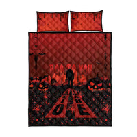 Halloween Nightmare Quilt Bed Set Pumpkin-faced Jack O Lantern With a Scary Smile Blood Vibe - Wonder Print Shop