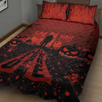 Halloween Nightmare Quilt Bed Set Pumpkin-faced Jack O Lantern With a Scary Smile Blood Vibe - Wonder Print Shop