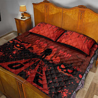 Halloween Nightmare Quilt Bed Set Pumpkin-faced Jack O Lantern With a Scary Smile Blood Vibe - Wonder Print Shop