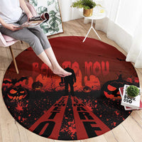 Halloween Nightmare Round Carpet Pumpkin-faced Jack O Lantern With a Scary Smile Blood Vibe
