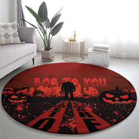 Halloween Nightmare Round Carpet Pumpkin-faced Jack O Lantern With a Scary Smile Blood Vibe