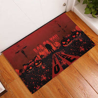 Halloween Nightmare Rubber Doormat Pumpkin-faced Jack O Lantern With a Scary Smile Blood Vibe - Wonder Print Shop