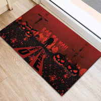 Halloween Nightmare Rubber Doormat Pumpkin-faced Jack O Lantern With a Scary Smile Blood Vibe - Wonder Print Shop
