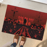 Halloween Nightmare Rubber Doormat Pumpkin-faced Jack O Lantern With a Scary Smile Blood Vibe - Wonder Print Shop