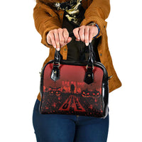 Halloween Nightmare Shoulder Handbag Pumpkin-faced Jack O Lantern With a Scary Smile Blood Vibe
