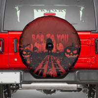 Halloween Nightmare Spare Tire Cover Pumpkin-faced Jack O Lantern With a Scary Smile Blood Vibe - Wonder Print Shop
