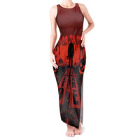 Halloween Nightmare Tank Maxi Dress Pumpkin-faced Jack O Lantern With a Scary Smile Blood Vibe - Wonder Print Shop