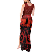 Halloween Nightmare Tank Maxi Dress Pumpkin-faced Jack O Lantern With a Scary Smile Blood Vibe - Wonder Print Shop