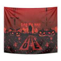 Halloween Nightmare Tapestry Pumpkin-faced Jack O Lantern With a Scary Smile Blood Vibe - Wonder Print Shop