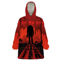 Halloween Nightmare Wearable Blanket Hoodie Pumpkin-faced Jack O Lantern With a Scary Smile Blood Vibe - Wonder Print Shop