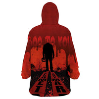 Halloween Nightmare Wearable Blanket Hoodie Pumpkin-faced Jack O Lantern With a Scary Smile Blood Vibe - Wonder Print Shop