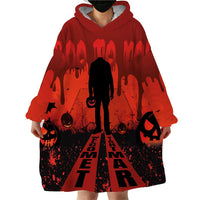 Halloween Nightmare Wearable Blanket Hoodie Pumpkin-faced Jack O Lantern With a Scary Smile Blood Vibe - Wonder Print Shop