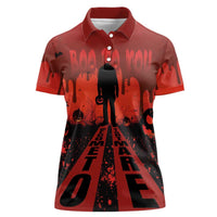 Halloween Nightmare Women Polo Shirt Pumpkin-faced Jack O Lantern With a Scary Smile Blood Vibe - Wonder Print Shop