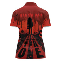 Halloween Nightmare Women Polo Shirt Pumpkin-faced Jack O Lantern With a Scary Smile Blood Vibe - Wonder Print Shop