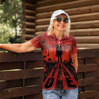 Halloween Nightmare Women Polo Shirt Pumpkin-faced Jack O Lantern With a Scary Smile Blood Vibe - Wonder Print Shop