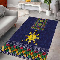 Philippines Merry Christmas Area Rug Maligayang Pasko with Parol and Xmas Pattern Barong Style - Wonder Print Shop