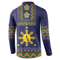 Philippines Merry Christmas Button Sweatshirt Maligayang Pasko with Parol and Xmas Pattern Barong Style - Wonder Print Shop