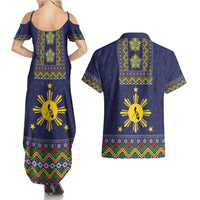 Philippines Merry Christmas Couples Matching Summer Maxi Dress and Hawaiian Shirt Maligayang Pasko with Parol and Xmas Pattern Barong Style - Wonder Print Shop