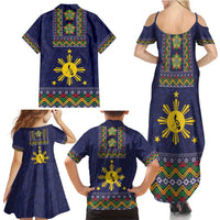 Philippines Merry Christmas Family Matching Summer Maxi Dress and Hawaiian Shirt Maligayang Pasko with Parol and Xmas Pattern Barong Style - Wonder Print Shop