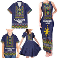 Philippines Merry Christmas Family Matching Tank Maxi Dress and Hawaiian Shirt Maligayang Pasko with Parol and Xmas Pattern Barong Style - Wonder Print Shop