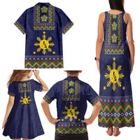 Philippines Merry Christmas Family Matching Tank Maxi Dress and Hawaiian Shirt Maligayang Pasko with Parol and Xmas Pattern Barong Style - Wonder Print Shop