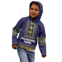 Philippines Merry Christmas Kid Hoodie Maligayang Pasko with Parol and Xmas Pattern Barong Style - Wonder Print Shop