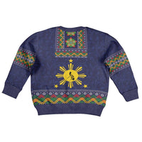 Philippines Merry Christmas Kid Ugly Christmas Sweater Maligayang Pasko with Parol and Xmas Pattern Barong Style - Wonder Print Shop