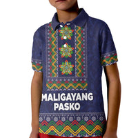 Philippines Merry Christmas Kid Polo Shirt Maligayang Pasko with Parol and Xmas Pattern Barong Style - Wonder Print Shop
