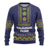 Philippines Merry Christmas Ugly Christmas Sweater Maligayang Pasko with Parol and Xmas Pattern Barong Style - Wonder Print Shop