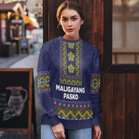 Philippines Merry Christmas Ugly Christmas Sweater Maligayang Pasko with Parol and Xmas Pattern Barong Style - Wonder Print Shop