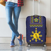 Philippines Merry Christmas Luggage Cover Maligayang Pasko with Parol and Xmas Pattern Barong Style - Wonder Print Shop