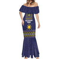 Philippines Merry Christmas Mermaid Dress Maligayang Pasko with Parol and Xmas Pattern Barong Style - Wonder Print Shop