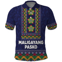 Philippines Merry Christmas Polo Shirt Maligayang Pasko with Parol and Xmas Pattern Barong Style - Wonder Print Shop