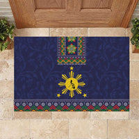 Philippines Merry Christmas Rubber Doormat Maligayang Pasko with Parol and Xmas Pattern Barong Style - Wonder Print Shop