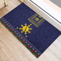 Philippines Merry Christmas Rubber Doormat Maligayang Pasko with Parol and Xmas Pattern Barong Style - Wonder Print Shop