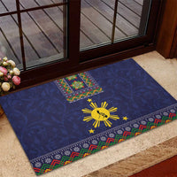 Philippines Merry Christmas Rubber Doormat Maligayang Pasko with Parol and Xmas Pattern Barong Style - Wonder Print Shop