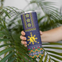Philippines Merry Christmas Skinny Tumbler Maligayang Pasko with Parol and Xmas Pattern Barong Style - Wonder Print Shop