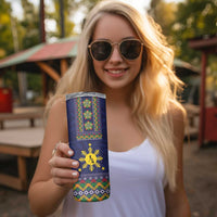 Philippines Merry Christmas Skinny Tumbler Maligayang Pasko with Parol and Xmas Pattern Barong Style - Wonder Print Shop