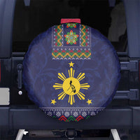 Philippines Merry Christmas Spare Tire Cover Maligayang Pasko with Parol and Xmas Pattern Barong Style - Wonder Print Shop