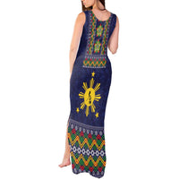 Philippines Merry Christmas Tank Maxi Dress Maligayang Pasko with Parol and Xmas Pattern Barong Style - Wonder Print Shop