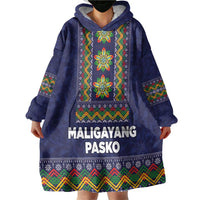 Philippines Merry Christmas Wearable Blanket Hoodie Maligayang Pasko with Parol and Xmas Pattern Barong Style - Wonder Print Shop