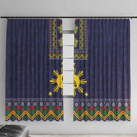 Philippines Merry Christmas Window Curtain Maligayang Pasko with Parol and Xmas Pattern Barong Style - Wonder Print Shop