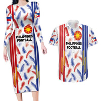 Custom Philippines Champions Football Jersey Couples Matching Long Sleeve Bodycon Dress and Hawaiian Shirt - Wonder Print Shop