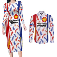 Custom Philippines Champions Football Jersey Couples Matching Long Sleeve Bodycon Dress and Long Sleeve Button Shirt - Wonder Print Shop