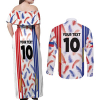 Custom Philippines Champions Football Jersey Couples Matching Off Shoulder Maxi Dress and Long Sleeve Button Shirt - Wonder Print Shop