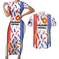 Custom Philippines Champions Football Jersey Couples Matching Short Sleeve Bodycon Dress and Hawaiian Shirt - Wonder Print Shop